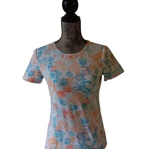 Talbots Multicolor Sea Life Print Women's Blouse